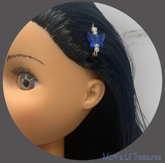 Blue Butterfly Doll Barrettes for 14” Doll • Hair Accessories